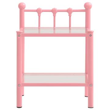 Stylish Pink & Transparent Bedside Cabinet - 45x34.5x60.5 cm