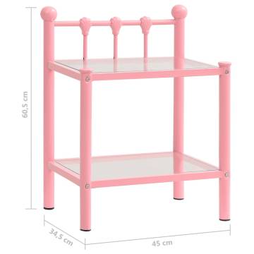 Stylish Pink & Transparent Bedside Cabinet - 45x34.5x60.5 cm