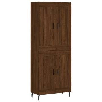 Elegant Highboard Brown Oak | 69.5x34x180 cm Engineered Wood