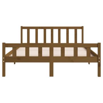 Honey Brown Solid Wood Bed Frame 150x200 cm King Size | Hipo Market