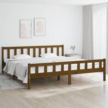 Honey Brown Solid Wood Bed Frame 200x200 cm | Hipo Market