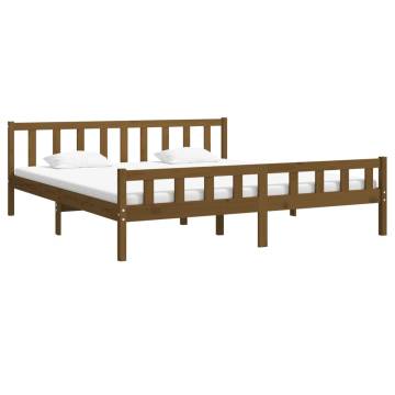 Honey Brown Solid Wood Bed Frame 200x200 cm | Hipo Market