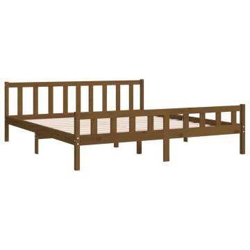 Honey Brown Solid Wood Bed Frame 200x200 cm | Hipo Market