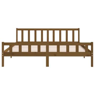 Honey Brown Solid Wood Bed Frame 200x200 cm | Hipo Market