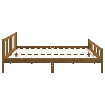 Honey Brown Solid Wood Bed Frame 200x200 cm | Hipo Market