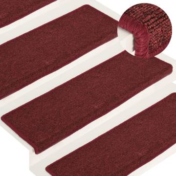 Carpet Stair Treads - 15 pcs Matte Red | HipoMarket