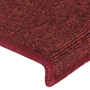 Carpet Stair Treads - 15 pcs Matte Red | HipoMarket