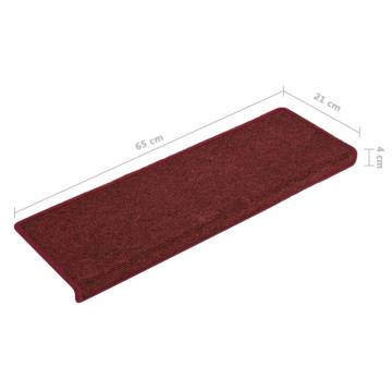 Carpet Stair Treads - 15 pcs Matte Red | HipoMarket