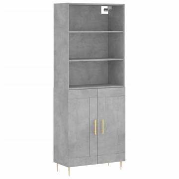 Elegant Highboard in Concrete Grey | Stylish Engineered Wood Storage