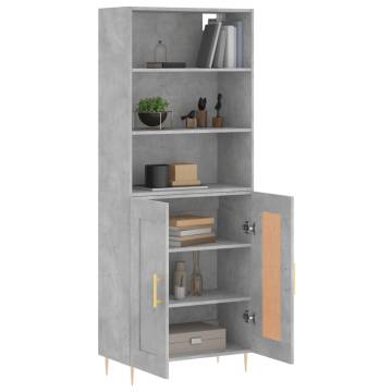 Elegant Highboard in Concrete Grey | Stylish Engineered Wood Storage