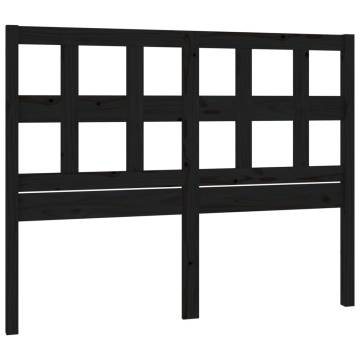 Stylish Black Bed Headboard - Solid Pine Wood 125.5x4x100 cm