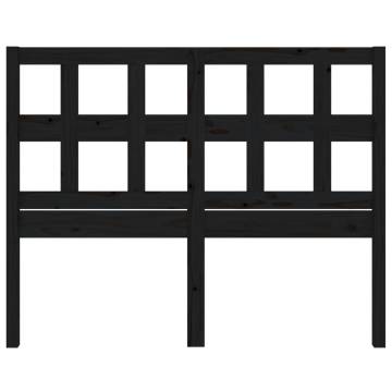 Stylish Black Bed Headboard - Solid Pine Wood 125.5x4x100 cm