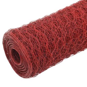 Chicken Wire Fence Steel with PVC Coating 25x0.5m - Red