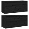 Stylish Wall Cabinets - 2 pcs Black Solid Pine | Hipomarket