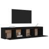 Stylish Wall Cabinets - 2 pcs Black Solid Pine | Hipomarket