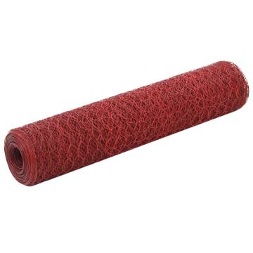 Red PVC Coated Chicken Wire Fence - 25x0.75m | HipoMarket