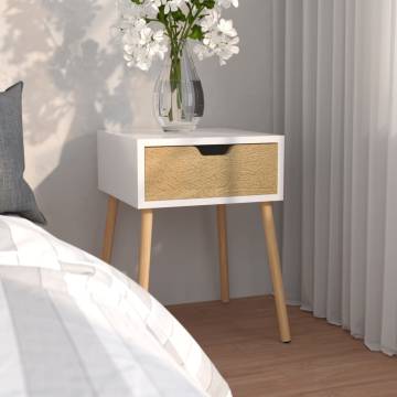 Stylish White & Sonoma Oak Bedside Cabinet - 40x40x56 cm