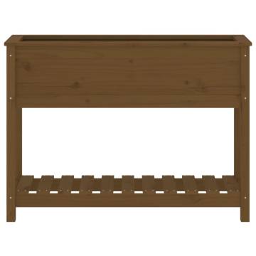 Honey Brown Planter with Shelf - Solid Pine Wood 111.5x34.5x81 cm