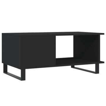 Stylish Black Coffee Table 90x50x40 cm - Elegance & Storage