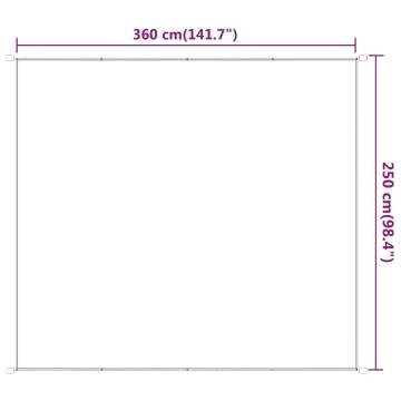 Vertical Awning White 250x360 cm - Durable Oxford Fabric