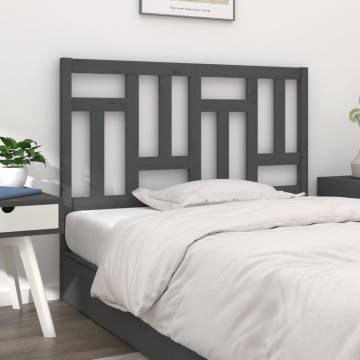 Stylish Grey Solid Wood Bed Headboard - 205.5x4x100 cm