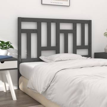 Stylish Grey Solid Wood Bed Headboard - 205.5x4x100 cm