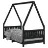 Kids Bed Frame Black 80x160 cm | Solid Pine Wood