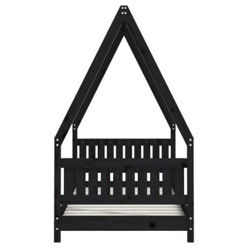 Kids Bed Frame Black 80x160 cm | Solid Pine Wood