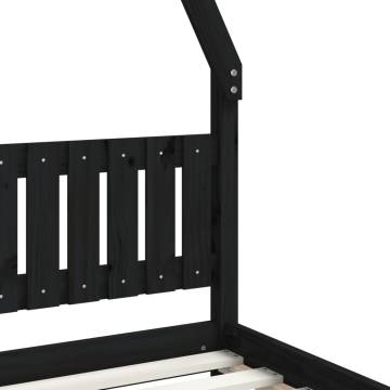 Kids Bed Frame Black 80x160 cm | Solid Pine Wood