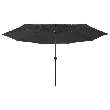 Outdoor Parasol with LED Lights - 400 cm Black | Hipo Market