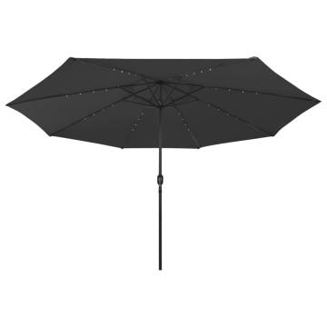 Outdoor Parasol with LED Lights - 400 cm Black | Hipo Market