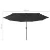 Outdoor Parasol with LED Lights - 400 cm Black | Hipo Market