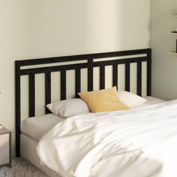 Stylish Black Bed Headboard - Solid Wood Pine 186x4x100 cm