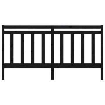 Stylish Black Bed Headboard - Solid Wood Pine 186x4x100 cm