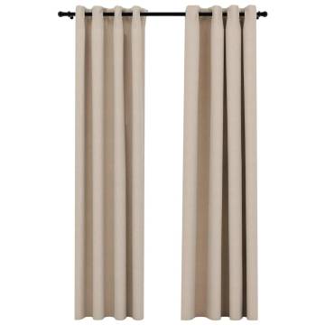 Linen-Look Blackout Curtains - Beige 140x245cm (2pcs)