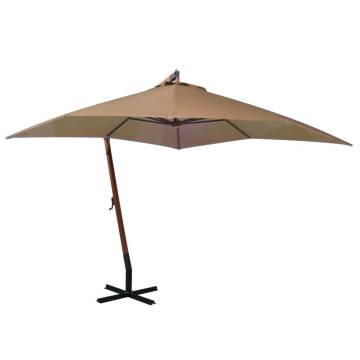 Hanging Parasol with Pole Taupe 3x3m - Stylish Outdoor Shade