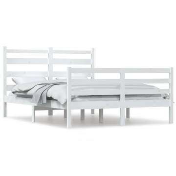 Bed Frame Solid Wood Pine 120x200 cm - Elegant White Design