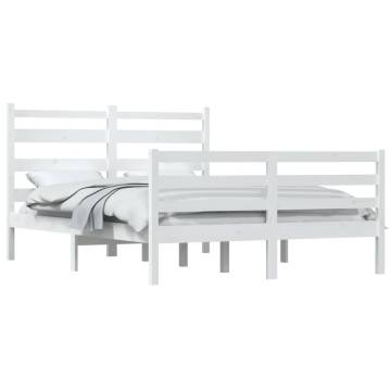 Bed Frame Solid Wood Pine 120x200 cm - Elegant White Design