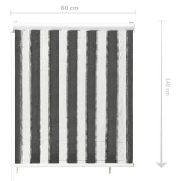 Outdoor Roller Blind 60x140 cm - Anthracite & White Stripe