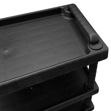 3-Tier Tool Trolley - Black Workshop Storage & Transport