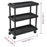 3-Tier Tool Trolley - Black Workshop Storage & Transport