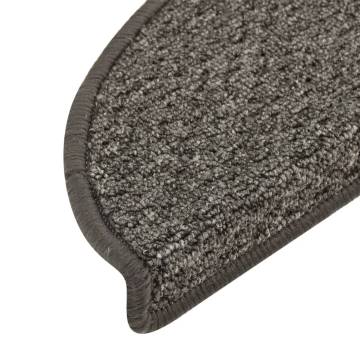 Carpet Stair Treads 15 pcs Anthracite - Non-Slip Protection