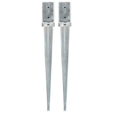 Ground Spikes - 2 pcs Galvanised Steel 8x8x76 cm | HipoMarket