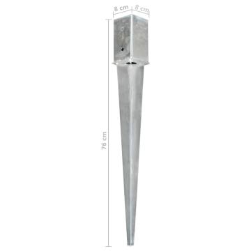 Ground Spikes - 2 pcs Galvanised Steel 8x8x76 cm | HipoMarket