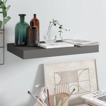 Floating Wall Shelf High Gloss Grey - Stylish MDF Display