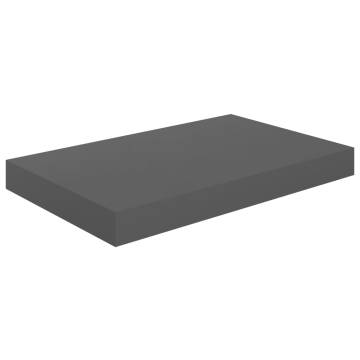 Floating Wall Shelf High Gloss Grey - Stylish MDF Display