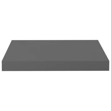 Floating Wall Shelf High Gloss Grey - Stylish MDF Display