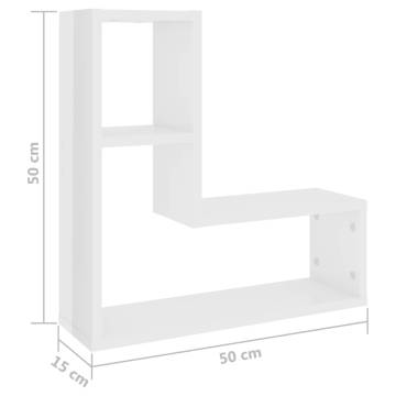 High Gloss White Wall Shelf | 2 pcs | 50x15x50 cm | HipoMarket