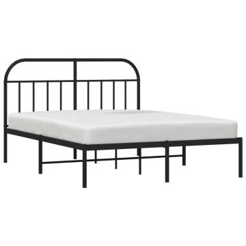 Metal Bed Frame with Headboard Black - 135x190 cm Double