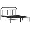 Metal Bed Frame with Headboard Black - 135x190 cm Double